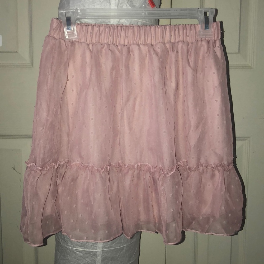 Ruffle Hem Swiss Dot Mesh Skater Skirt Shein